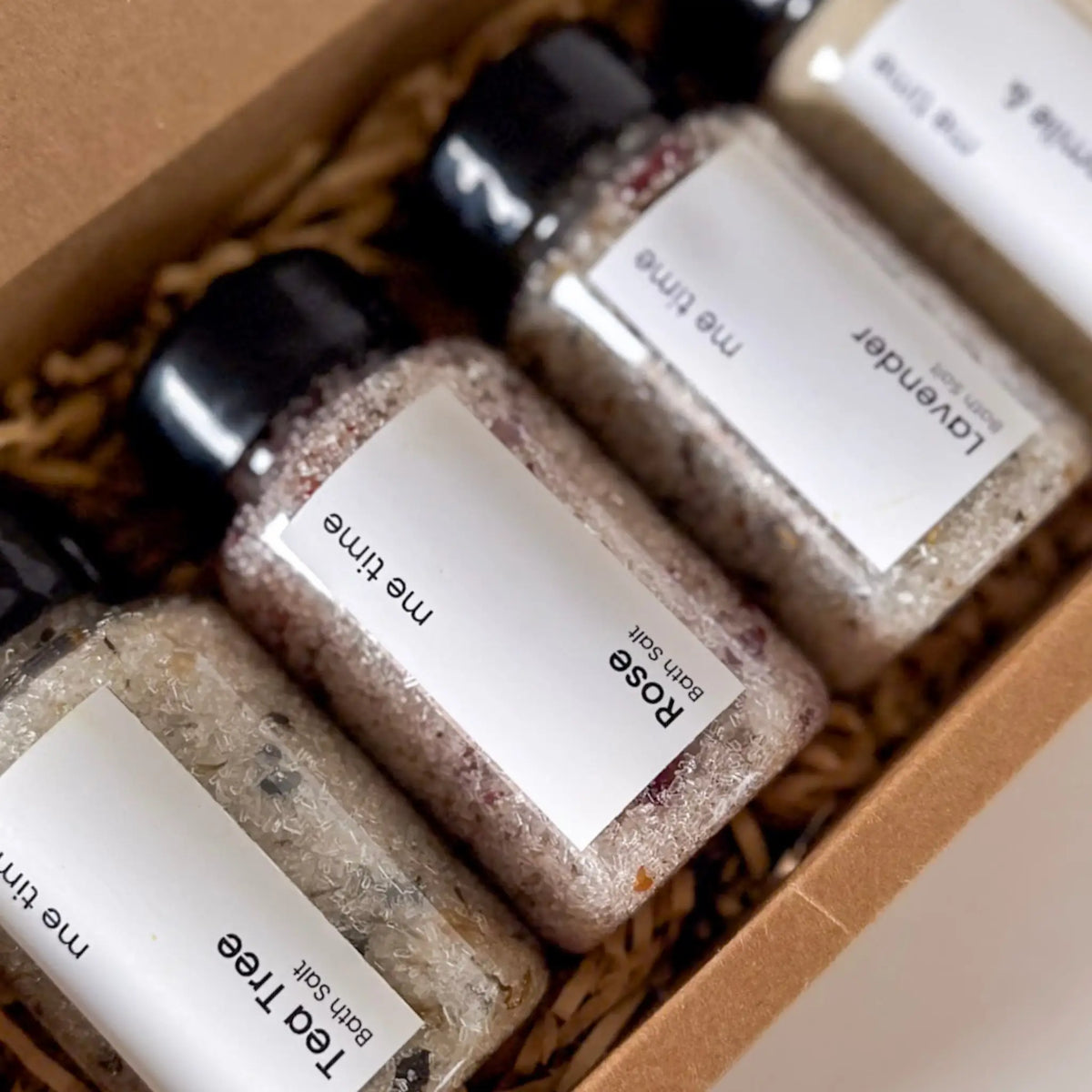 The Bath Collection, bath salt gift set in glass jars with dried botanicals, natural mineral soak, Me Time UAE