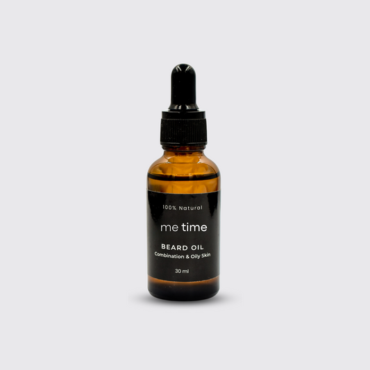 Lightweight natural beard oil in amber bottle
