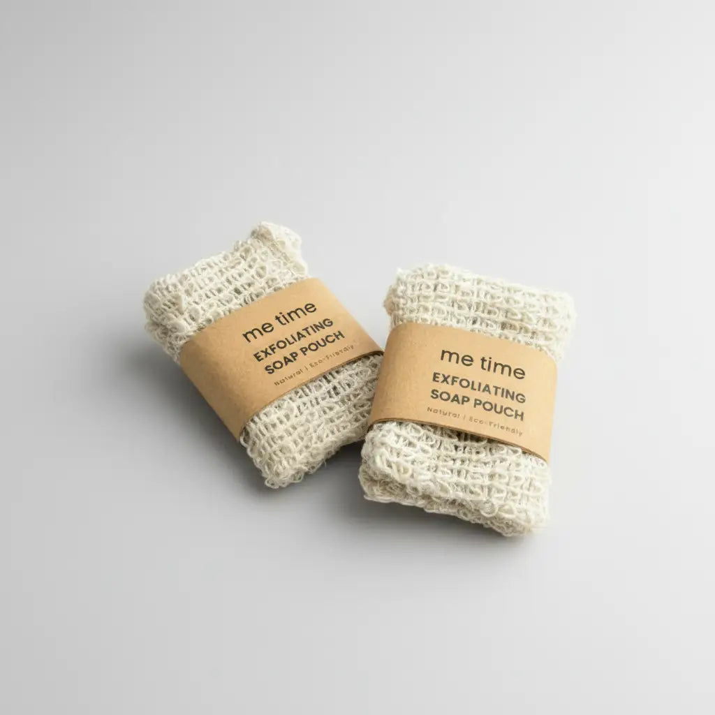 Natural exfoliating soap pouch — cotton and linen bag for handmade soap, Me Time Soaps UAE