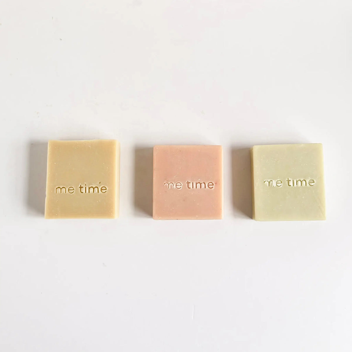 The Unscented Set close-up, three unscented natural soap bars, sensitive skin gift, UAE