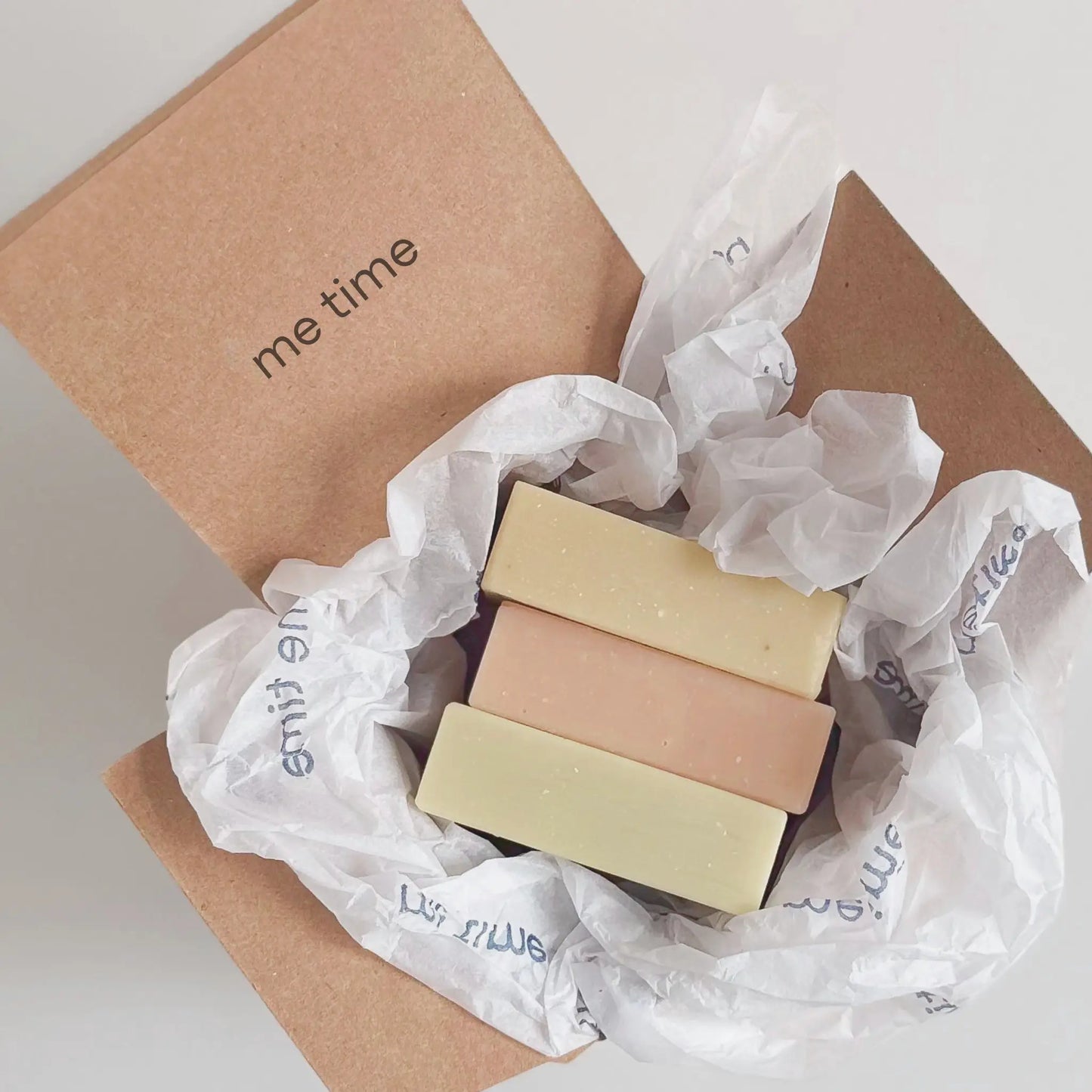 The Unscented Set — three clay soaps in gift packaging, natural skincare UAE