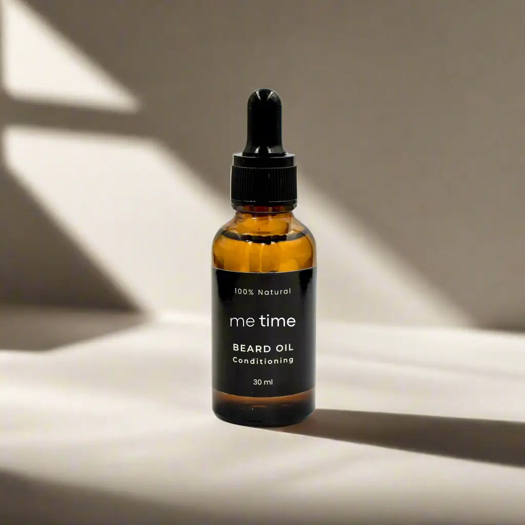 Argan beard oil surrounded by natural ingredients