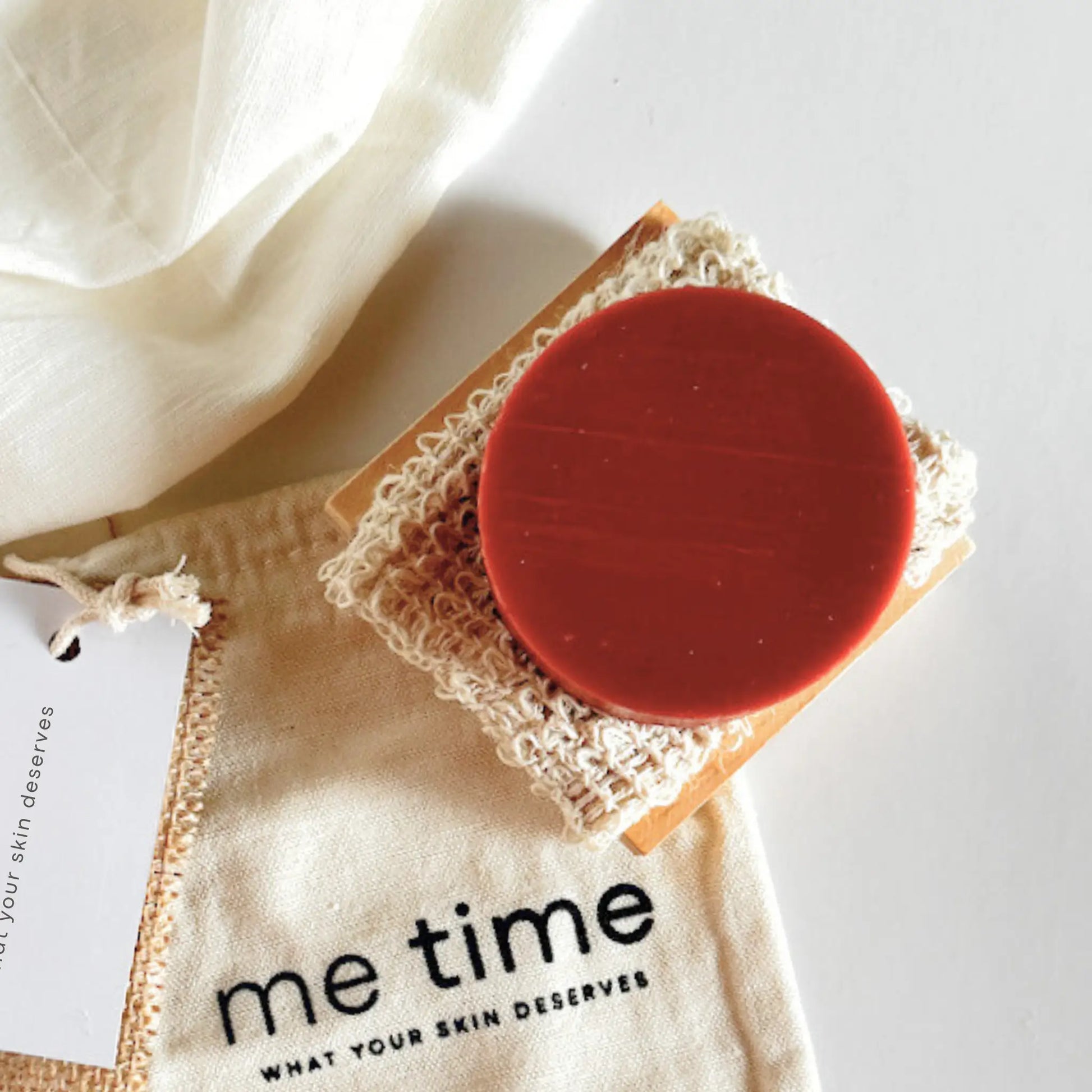 Daily Care Set with two Classic soaps, bamboo dish, exfoliating pouch, and reusable cotton gift bag