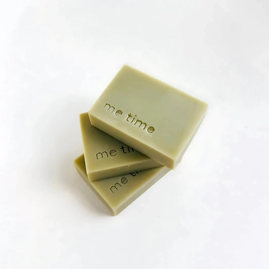 Me Time Soaps Eucalyptus and Peppermint Natural Soap Bar on light grey background