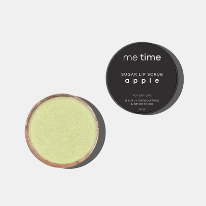 Apple Lip Scrub in minimal packaging, handcrafted by Me Time in the UAE to gently exfoliate and nourish lips